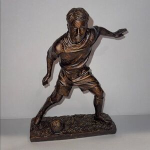 Bronze Soccer Player Art Sculpture